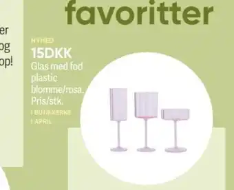 BigDollar NYHED 15DKK Glas med fod plastic blomme/rosa. tilbud