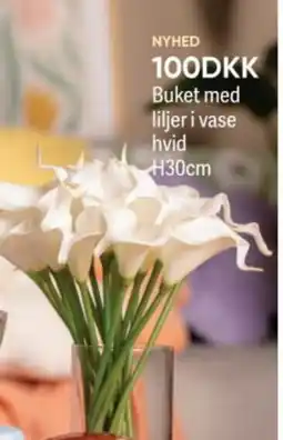 BigDollar Buket med liljer i vase hvid tilbud