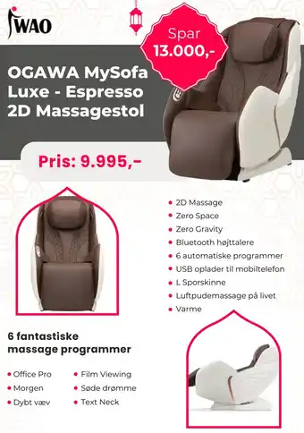 IWAO OGAWA MySofa Luxe - Espresso 2D Massagestol tilbud