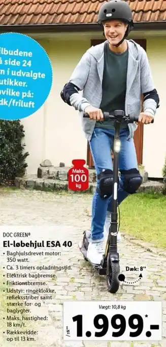 Lidl Doc Green El-Løbehjul Esa 40 350 Watt tilbud