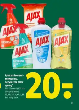 Coop 365 AJAX universal- rengøring, servietter eller spray tilbud