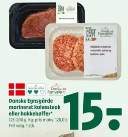 Coop 365 Danske Egnsgårde marineret kalvesteak eller hakkebøffer tilbud