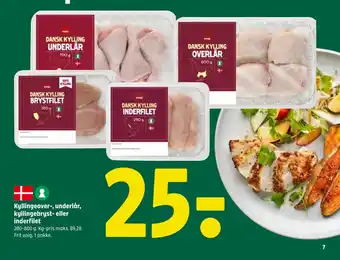 Coop 365 Kyllingeover-, underlår, kyllingebryst- eller inderfilet tilbud