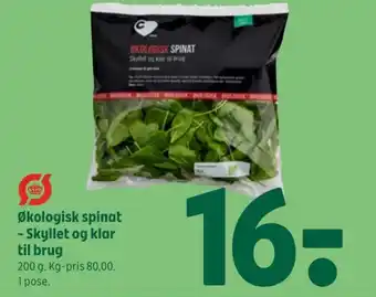 Coop 365 Økologisk spinat - Skyllet og klar til brug tilbud