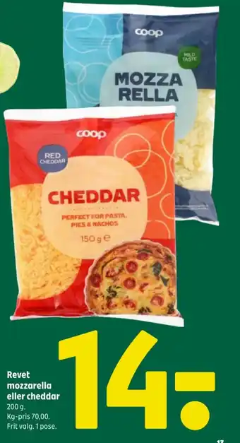 Coop 365 Revet mozzarella eller cheddar tilbud