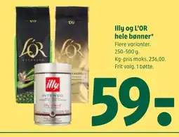 Coop 365 Illy og L'OR hele bønner tilbud