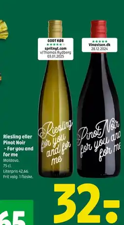 Coop 365 Riesling eller Pinot Noir - For you and for me tilbud