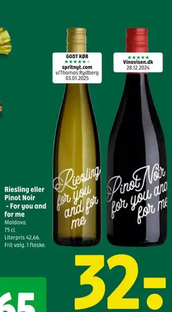 Coop 365 Riesling eller Pinot Noir - For you and for me tilbud