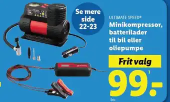 Lidl ULTIMATE SPEED® Minikompressor, batterilader til bil eller oliepumpe tilbud