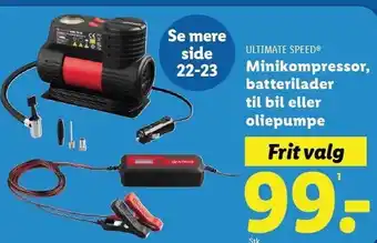 Lidl ULTIMATE SPEED Minikompressor, batterilader til bil eller oliepumpe tilbud