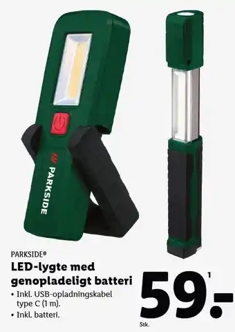 Lidl PARKSIDE LED-lygte med genopladeligt batteri tilbud