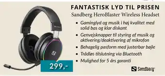 Tjdata Sandberg HeroBlaster Wireless Headset tilbud