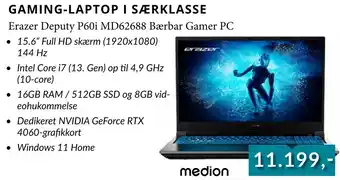 EDB Center Erazer Deputy P60i MD62688 Bærbar Gamer PC tilbud