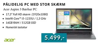 Tjdata Acer Aspire 3 Bærbar PC tilbud