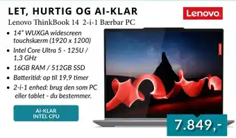 Tjdata Lenovo ThinkBook 14 2-i-1 Bærbar PC tilbud