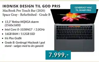 CBC MacBook Pro Touch Bar (2020) Space Gray - Refurbished - Grade B tilbud