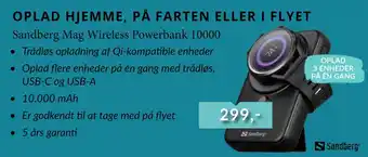 CBC Sandberg Mag Wireless Powerbank 10000 tilbud