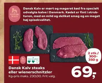 SuperBrugsen Dansk Kalv steaks eller wienerschnitzler tilbud