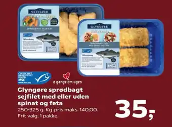 SuperBrugsen Glyngøre sprødbagt sejfilet med eller uden spinat og feta tilbud