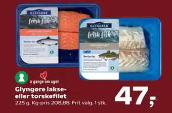 SuperBrugsen Glyngøre lakse- eller torskefilet tilbud