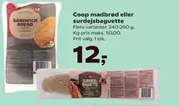 SuperBrugsen Coop madbrød eller surdejsbaguette tilbud