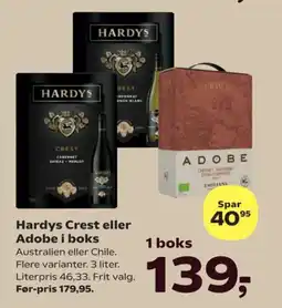 SuperBrugsen Hardys Crest eller Adobe i boks tilbud