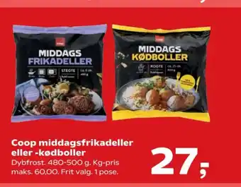 SuperBrugsen Coop middagsfrikadeller eller -kødboller tilbud