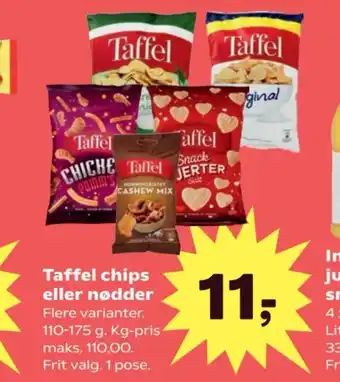 SuperBrugsen Taffel chips eller nødder Flere varianter tilbud