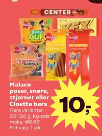 SuperBrugsen Malaco poser, snøre, stjerner eller Cloetta bars tilbud