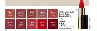 Oriflame Giordani gold iconic satin lipstick spf 15 tilbud