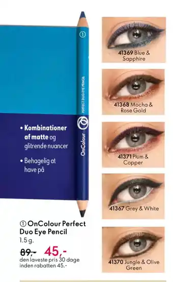 Oriflame On Colour perfect duo eye pencil tilbud