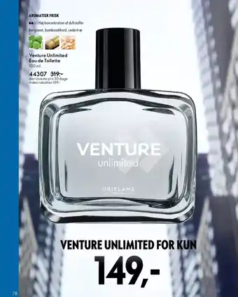 Oriflame VENTURE UNLIMITED Eau de toilette tilbud