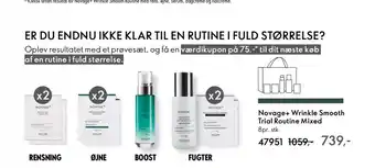 Oriflame NOVAGE+ Wrinkle smooth trial routine mixed tilbud