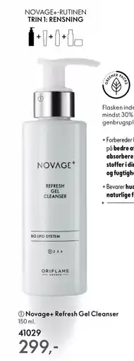 Oriflame NOVAGE+ Refresh gel cleanser tilbud