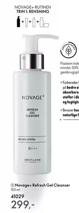 Oriflame NOVAGE+ Refresh gel cleanser tilbud