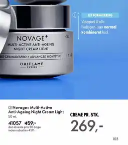 Oriflame NOVAGE+ Multi-active anti-ageing night cream light tilbud