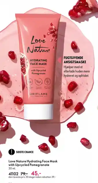 Oriflame LOVE NATURE Hydrating face mask with upcycled pomegranate tilbud