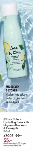 Oriflame LOVE NATURE Hydrating toner with organic aloe vera & pineapple tilbud