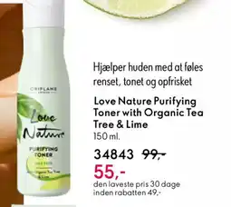 Oriflame LOVE NATURE Purifying toner with organic tea tree & lime tilbud