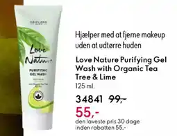 Oriflame LOVE NATURE Purifying gel wash with organic tea tree & lime tilbud