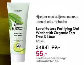 Oriflame LOVE NATURE Purifying gel wash with organic tea tree & lime tilbud