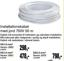 Harald Nyborg Installationskabel med jord 750V 50 m tilbud