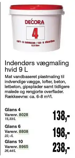 Harald Nyborg Indendørs vægmaling hvid 9 L tilbud