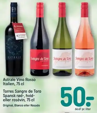 REMA 1000 Astrale Vino Rosso eller Torres Sangre de Toro tilbud