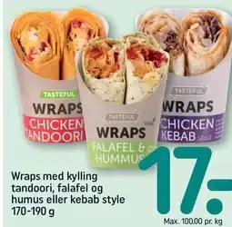 REMA 1000 Wraps med kylling tandoori, falafel og humus eller kebab style tilbud