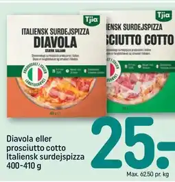 REMA 1000 Diavola eller prosciutto cutto Italiensk surdejspizza tilbud