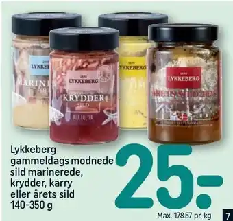 REMA 1000 Lykkeberg gammeldags modnede sild marinerede, krydder, karry eller årets sild tilbud