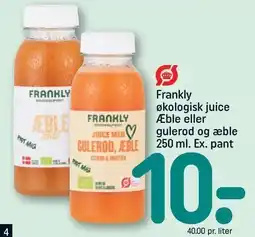 REMA 1000 Frankly økologisk juice Æble eller gulerod og æble tilbud