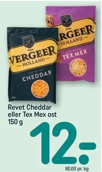 REMA 1000 Revet cheddar eller Tex Mex ost tilbud