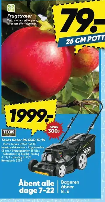 Bilka GRO Frugttræer eller Texas Razor RS 4610 TR/W tilbud